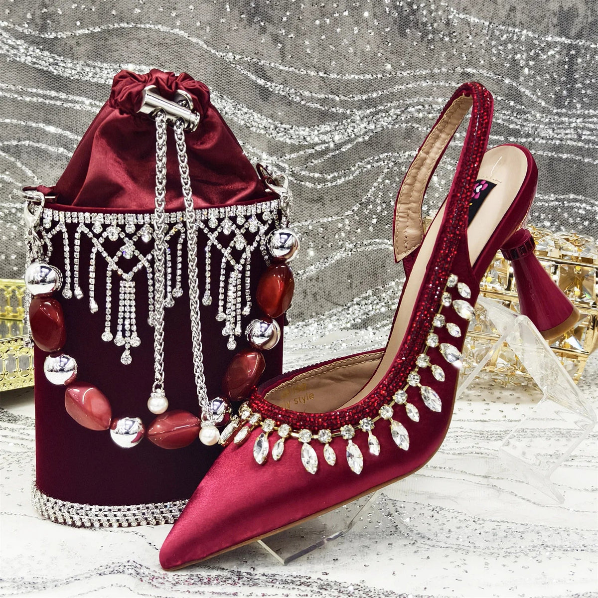 EdleessFashion  Latest Women Heels Shoes and Bags Set - ED-67 – product view 7