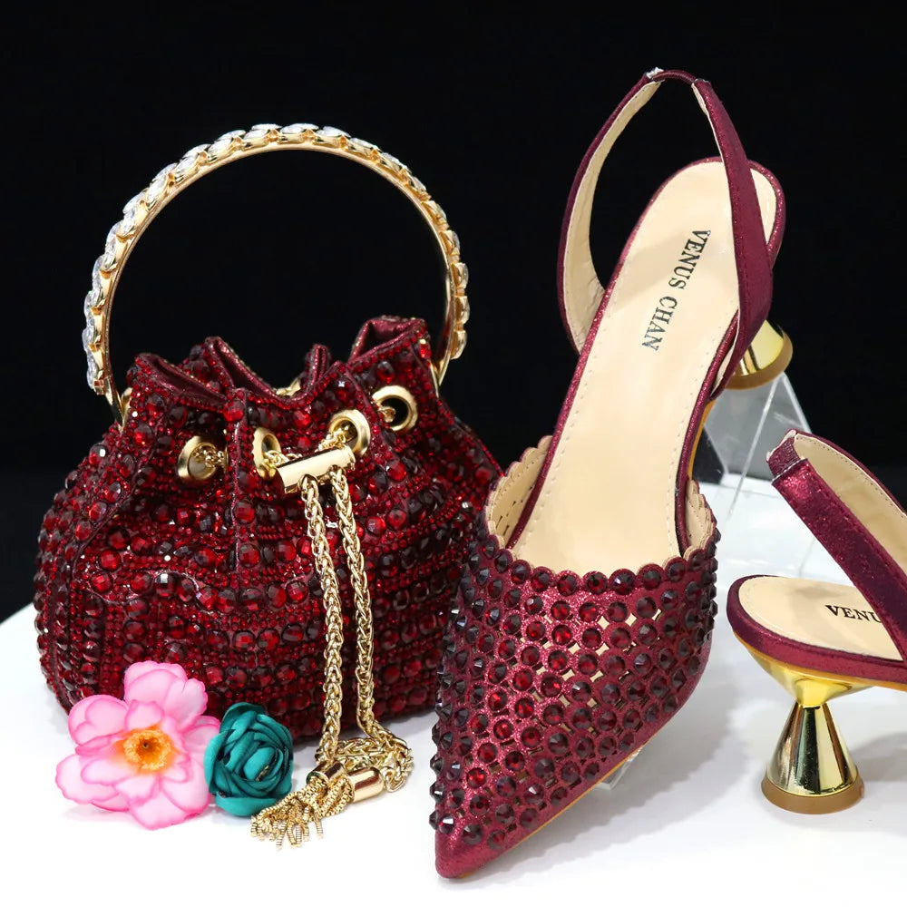 New Diamond Design Shoe and Bag Set ED221