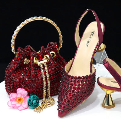 New Diamond Design Shoe and Bag Set ED221