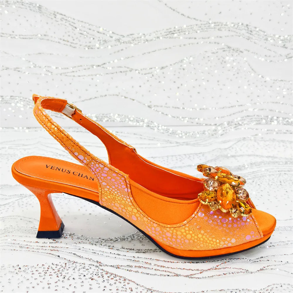 Elegant Rhinestone High-Heels Shoes & Handbag Set NMG54 – product view 3