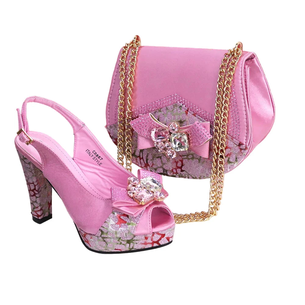 New Fashion Evening Shoes and Bag Set HTY543