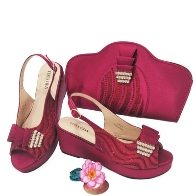 Ladies Shoes With Matching Bag Set for Party ED320