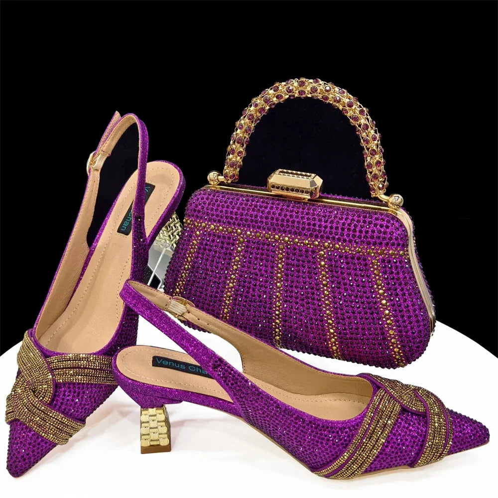Women's Shoes and Bag Set with Rhinestone ED129