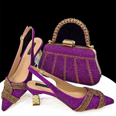 Women's Shoes and Bag Set with Rhinestone ED129