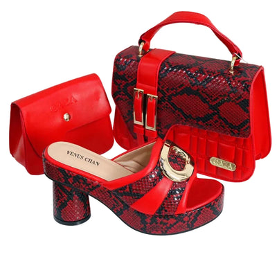 Elegant Ladies High Heels Peep Toe Shoes with Bag Set HYRE654