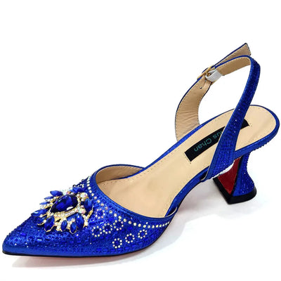 Women Shoes and Bag Set With Rhinestone Handbag EDTR54