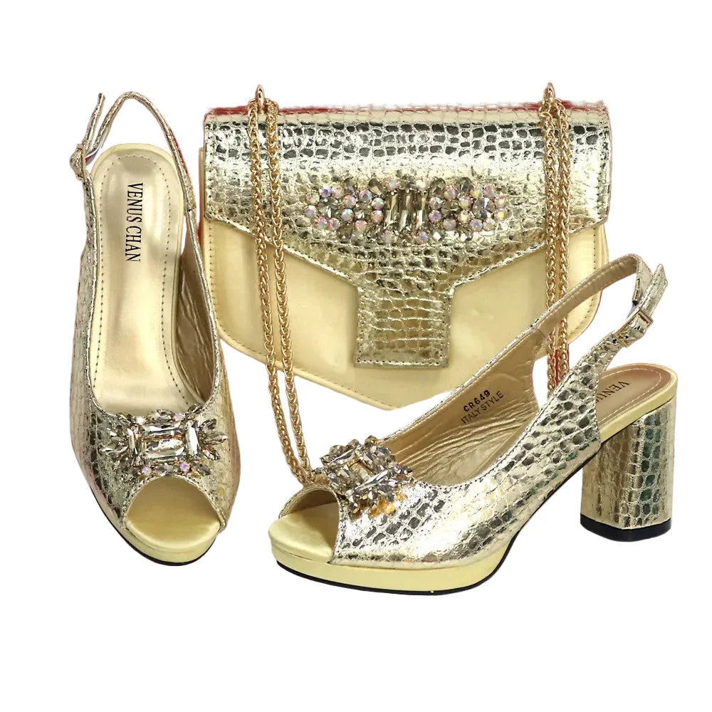 Open Toe Women Heels Shoes And Bag Set GRT543 – product view 1