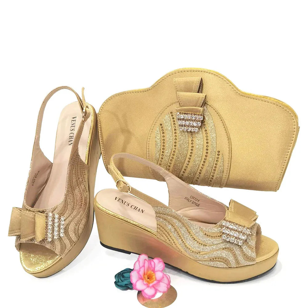 Ladies Shoes With Matching Bag Set for Party ED320