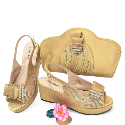 Ladies Shoes With Matching Bag Set for Party ED320