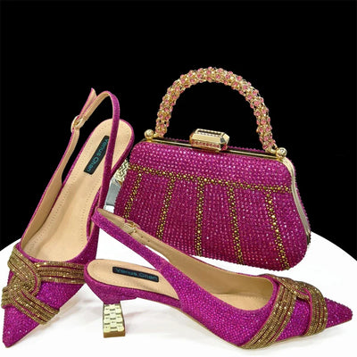 Women's Shoes and Bag Set with Rhinestone ED129