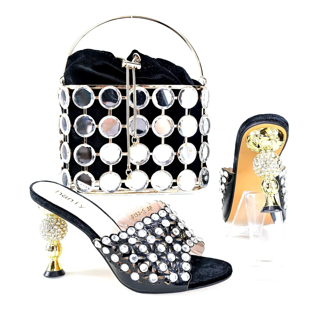 EdleessFashion  Lastest Italian Style Ladies Shoes with Matching Bag Set HRT1-26 – product view 5