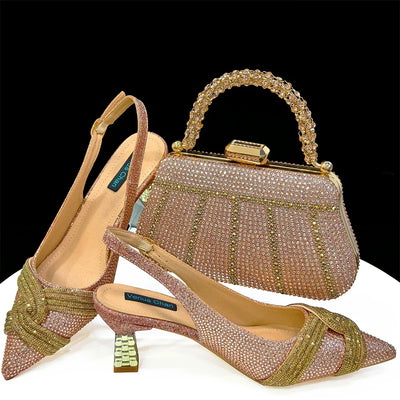 Women's Shoes and Bag Set with Rhinestone ED129