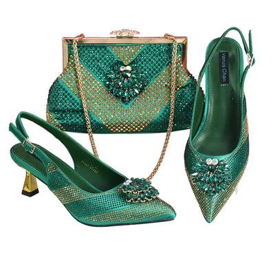 New Rhinestone Shoe & Bag Set HGT321