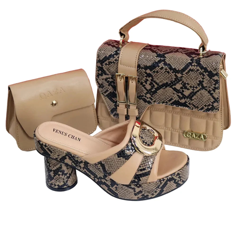 Elegant Ladies High Heels Peep Toe Shoes with Bag Set HYRE654