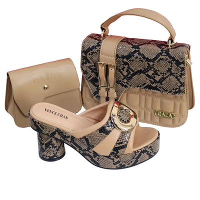 Elegant Ladies High Heels Peep Toe Shoes with Bag Set HYRE654