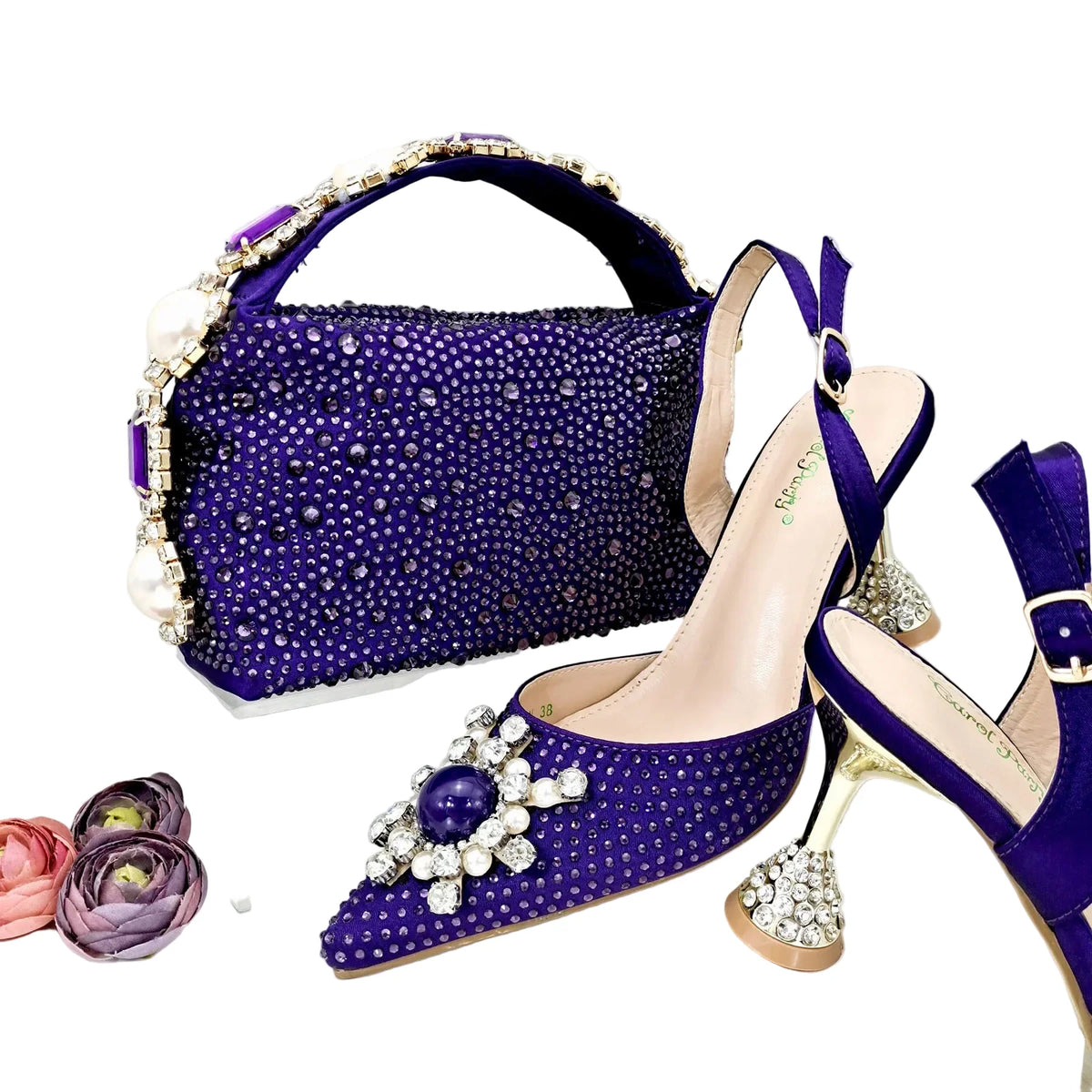 Women's Shoes and Bag Set with Shinning Crystal EDL435