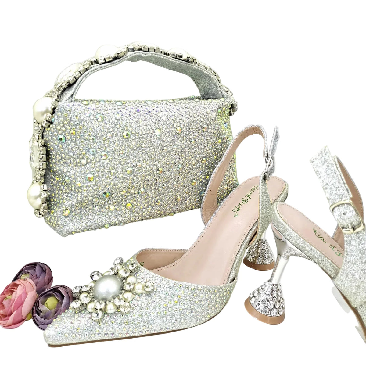 Women's Shoes and Bag Set with Shinning Crystal EDL435