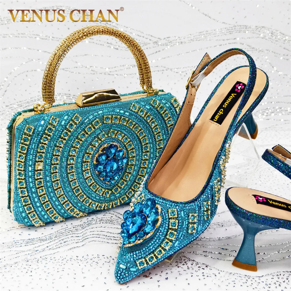 Italian Butter-fly Design Wedding Shoes with Bag Set EDS59 – product view 8