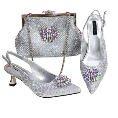 New Rhinestone Shoe & Bag Set HGT321