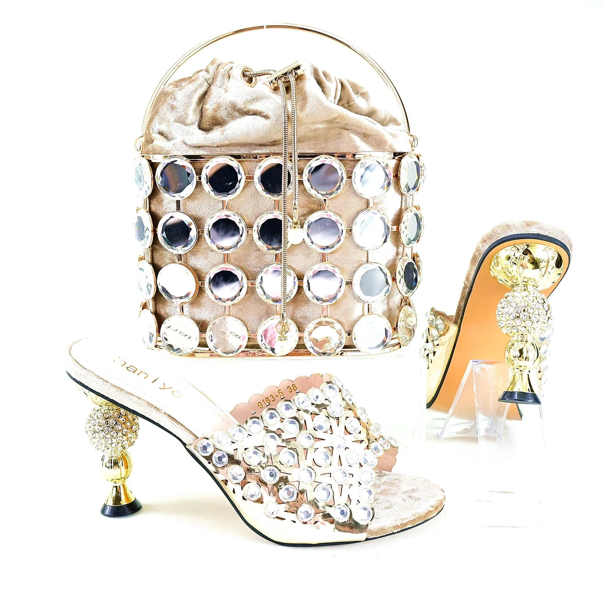 EdleessFashion  Lastest Italian Style Ladies Shoes with Matching Bag Set HRT1-26 – product view 2