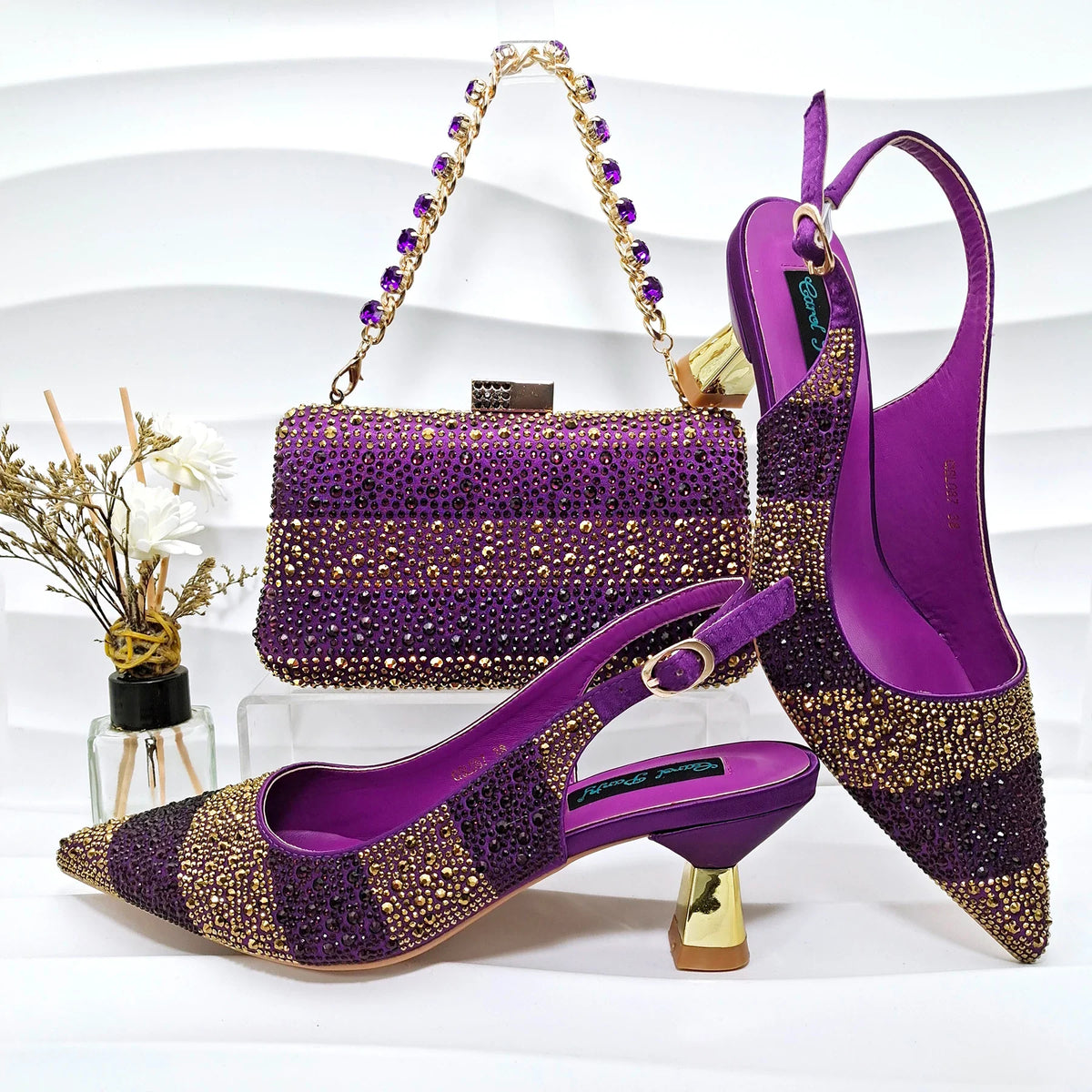 High Quality African Style Ladies Shoes And Bags Set ED125