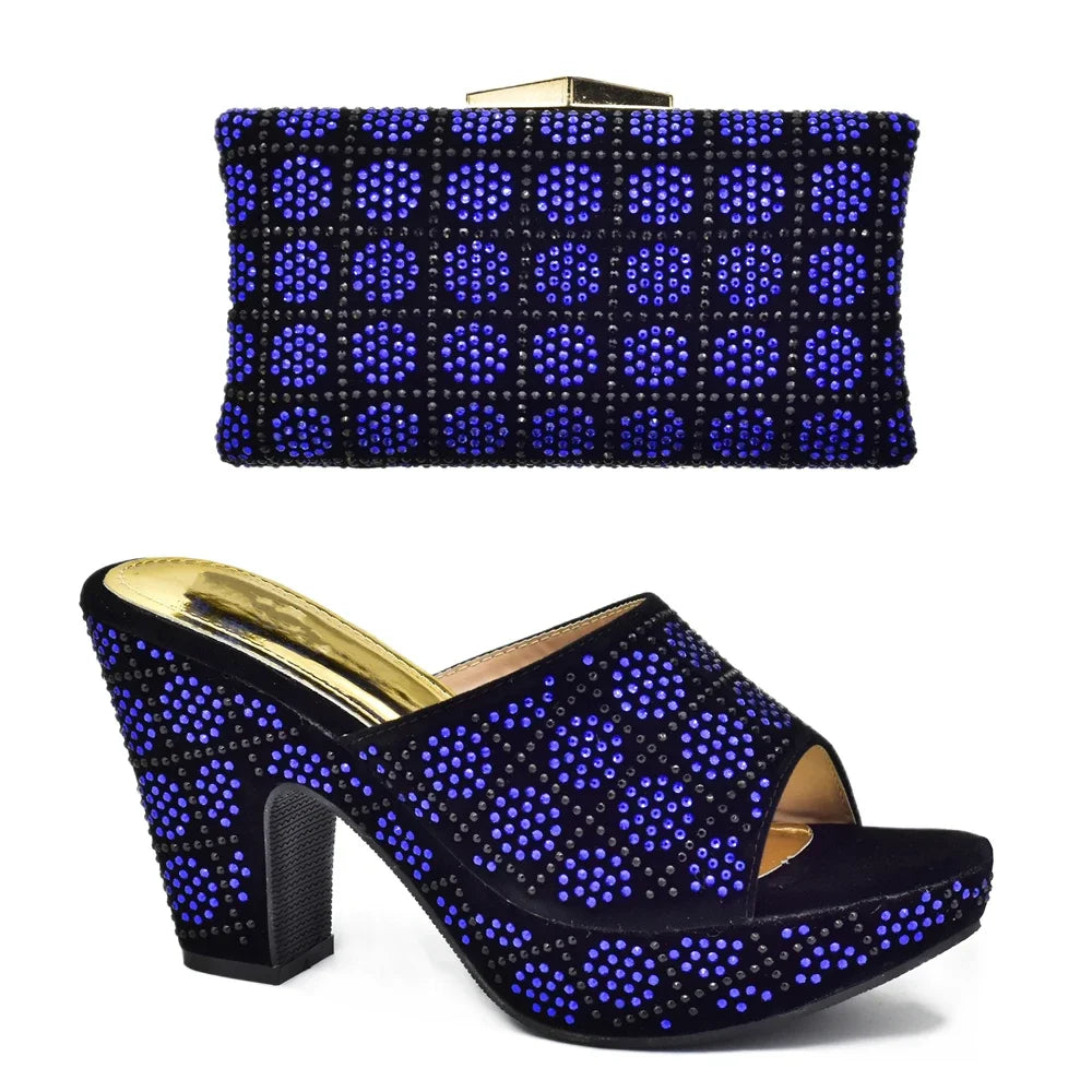 Italian Shoes and Bag Matching Set with Rhinestone – product view 7