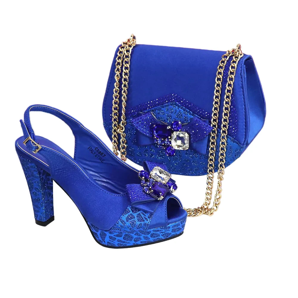 New Fashion Evening Shoes and Bag Set HTY543