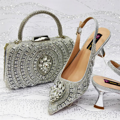Italian Butter-fly Design Wedding Shoes with Bag Set EDS59