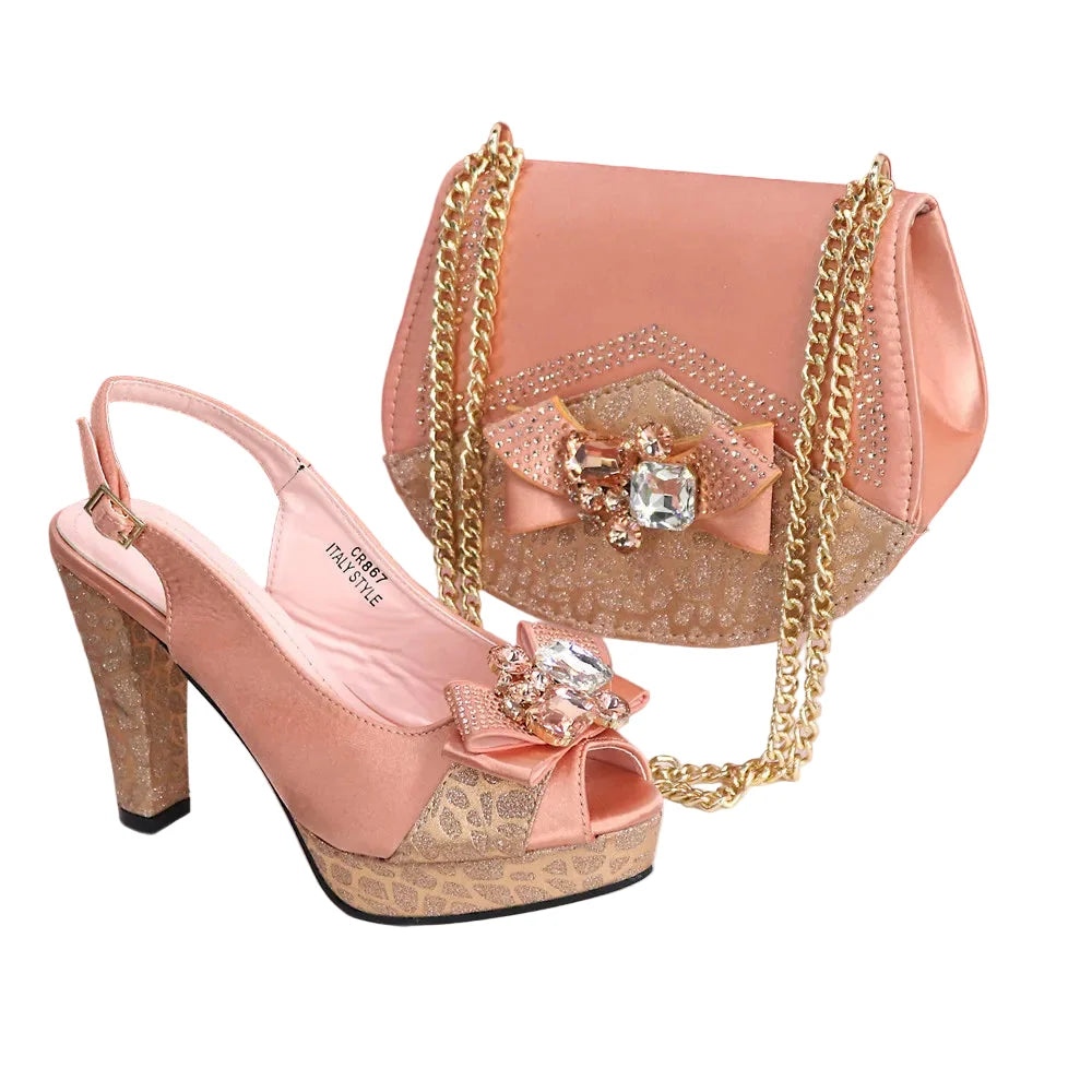 New Fashion Evening Shoes and Bag Set HTY543