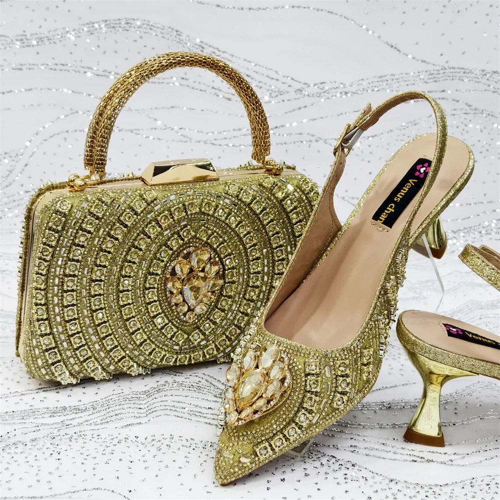 Italian Butter-fly Design Wedding Shoes with Bag Set EDS59 – product view 4