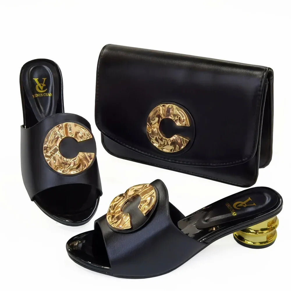 Latest Fashion Slippers and Bags Set EDZ564