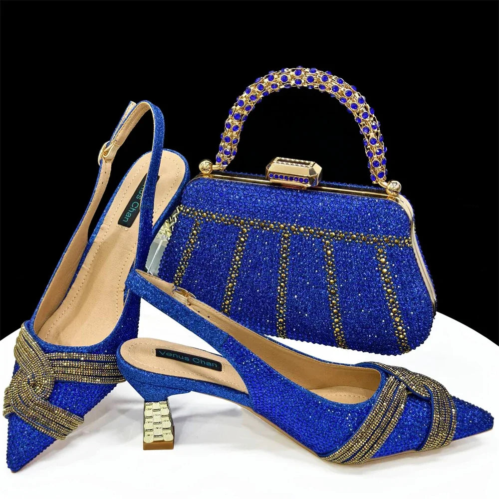 Women's Shoes and Bag Set with Rhinestone ED129