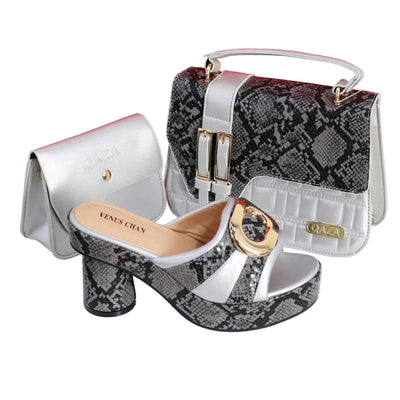 Elegant Ladies High Heels Peep Toe Shoes with Bag Set HYRE654