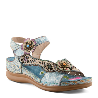 L'Artiste L'ARTISTE SCRIPT SANDALS sandal in tan multi with handcrafted leather design