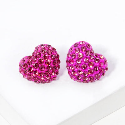 Crystal Pave Heart Stud Earrings