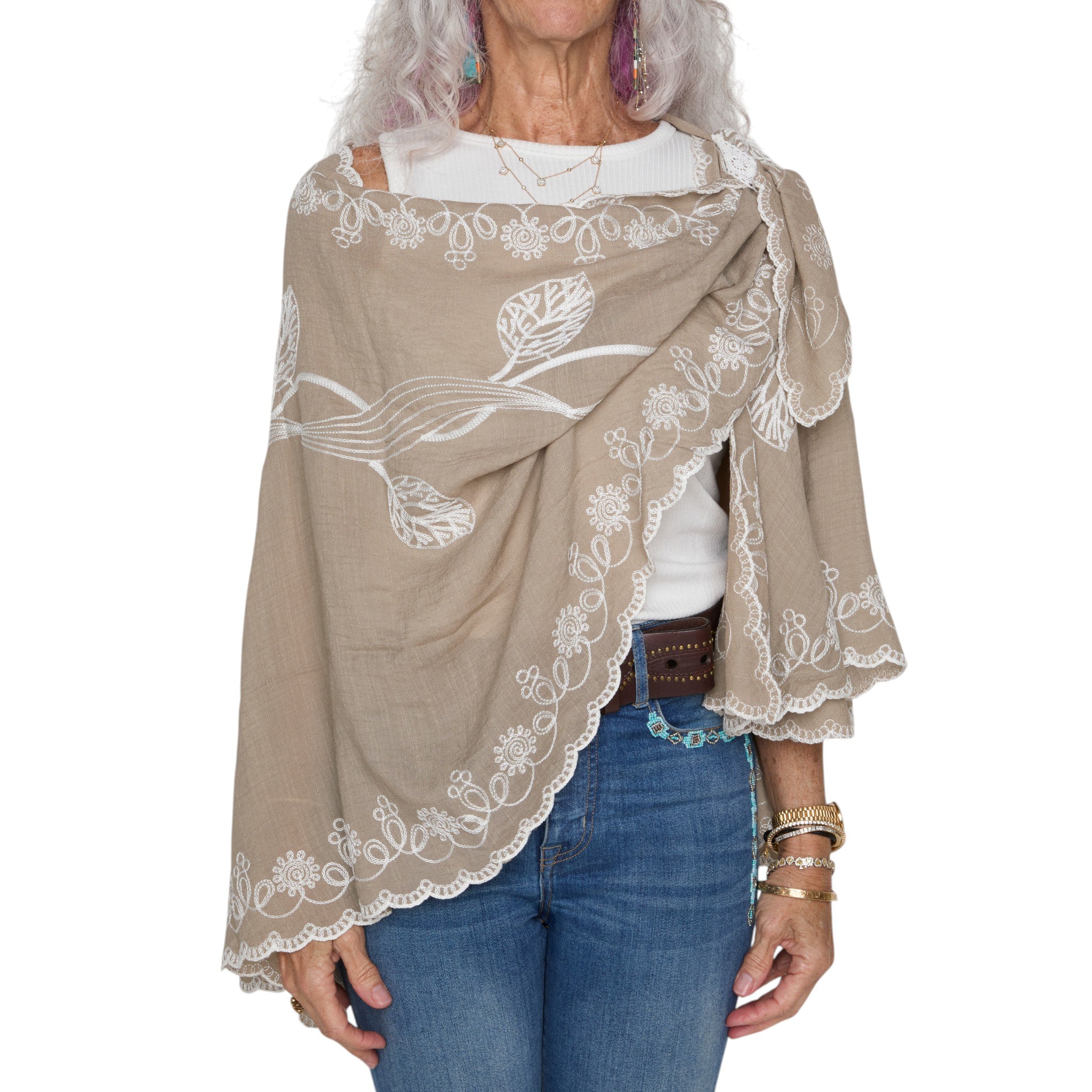 L'ARTISTE SHWL-EMBROID SHAWL