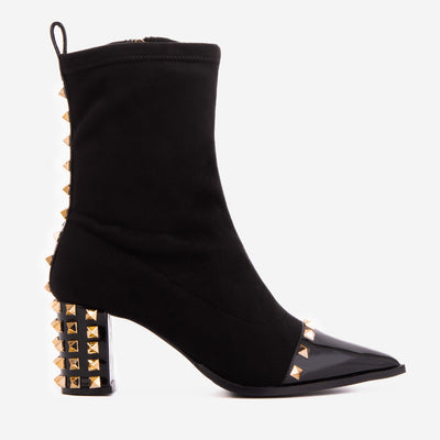 Vinci Leather The Amethyst Studded Black Suede Leather Women’s Boot – product view 1