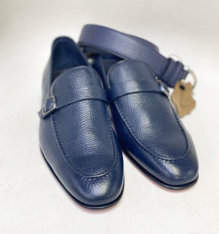 C&E Fashions  C Collection Deerskin Loafer - Navy – product view 1