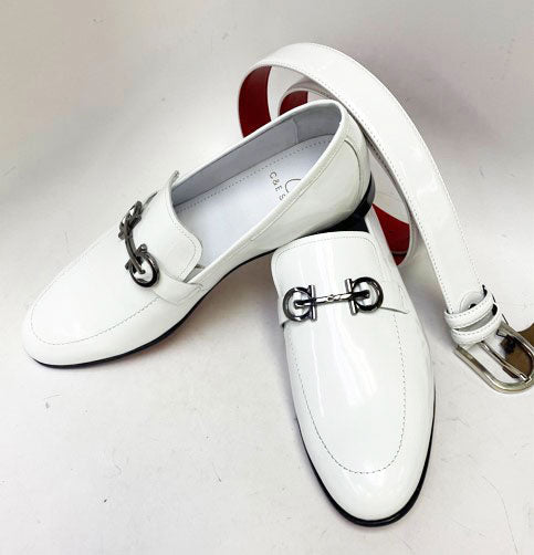 C&E Fashions  C Collection Patent Leather Loafer - White – product view 3
