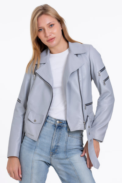 The Rodos Leather Gray Jacket