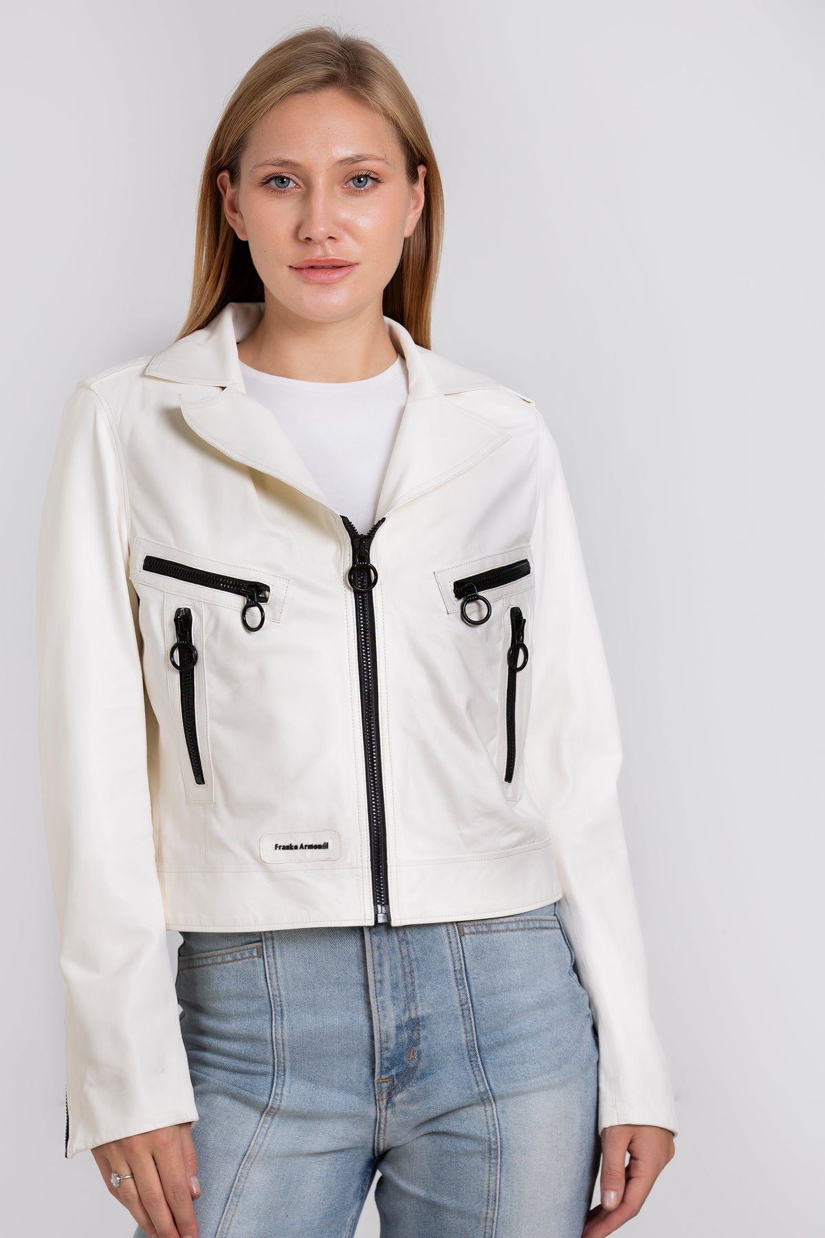Vinci Leather The Altona Leather White Women Jacket – product view 1