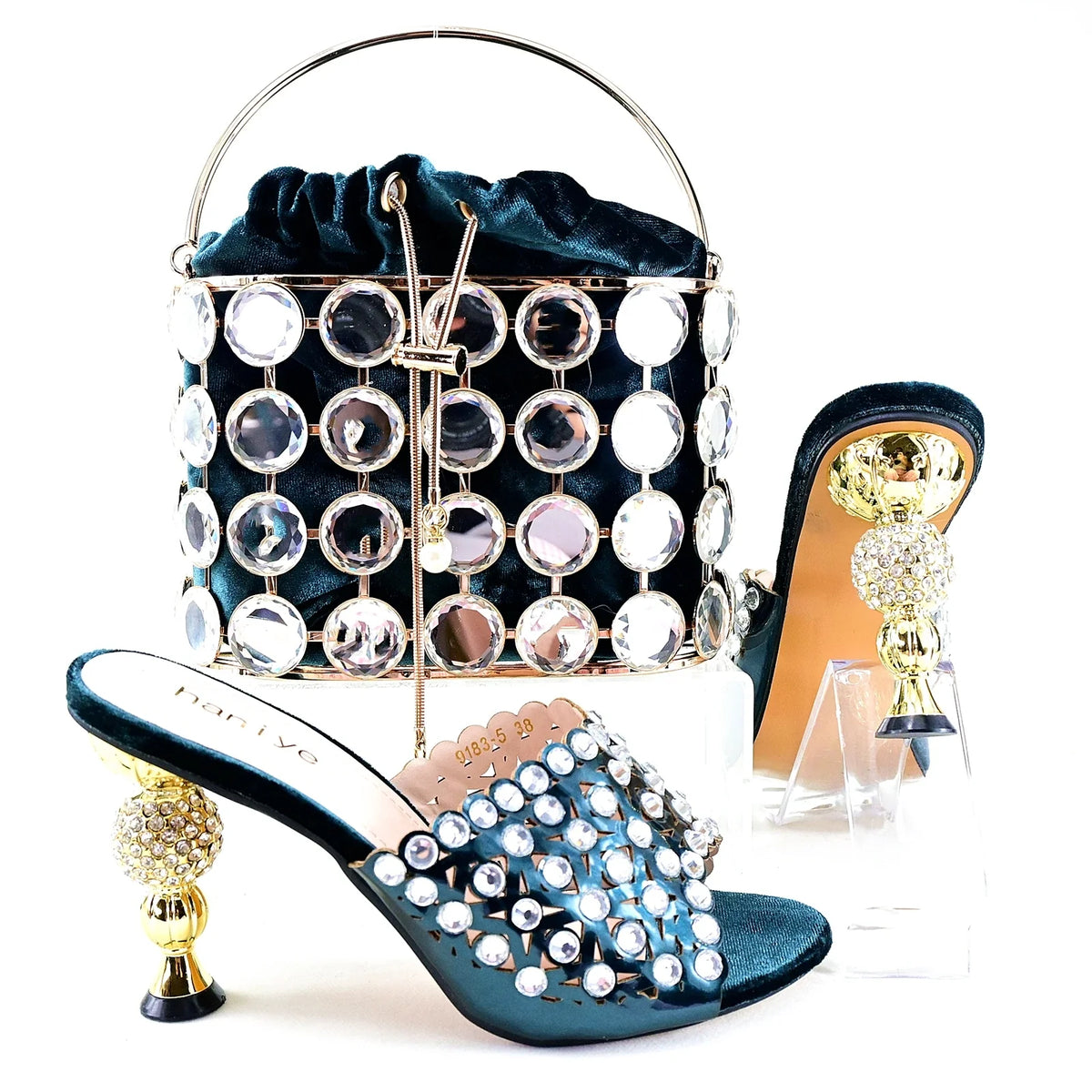 EdleessFashion  Lastest Italian Style Ladies Shoes with Matching Bag Set HRT1-26 – product view 4