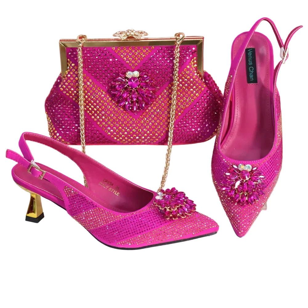 New Rhinestone Shoe & Bag Set HGT321