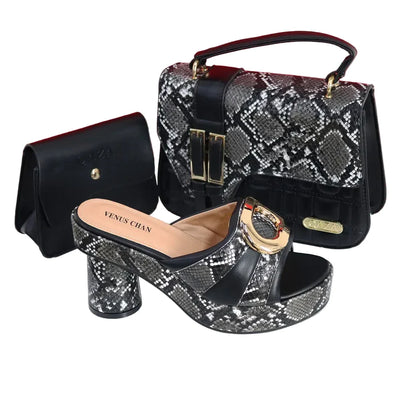Elegant Ladies High Heels Peep Toe Shoes with Bag Set HYRE654