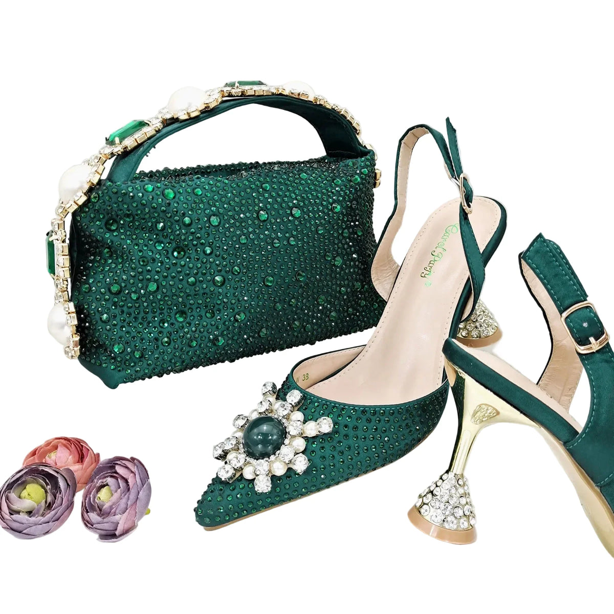 Women's Shoes and Bag Set with Shinning Crystal EDL435