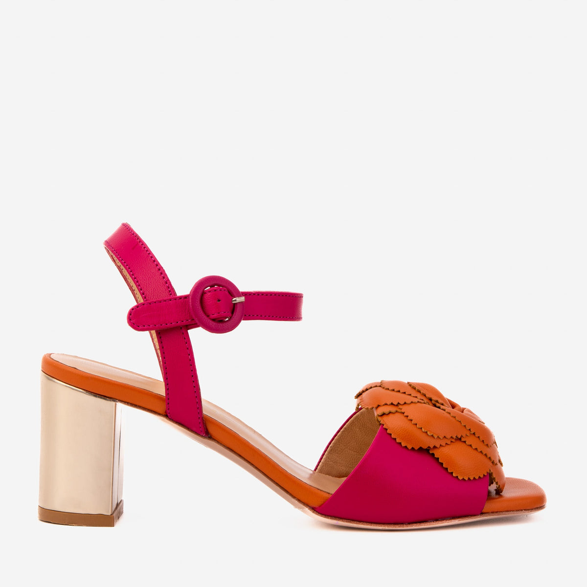 Vinci Leather The Salerno Fuchsia Leather Women Sandal – product view 1