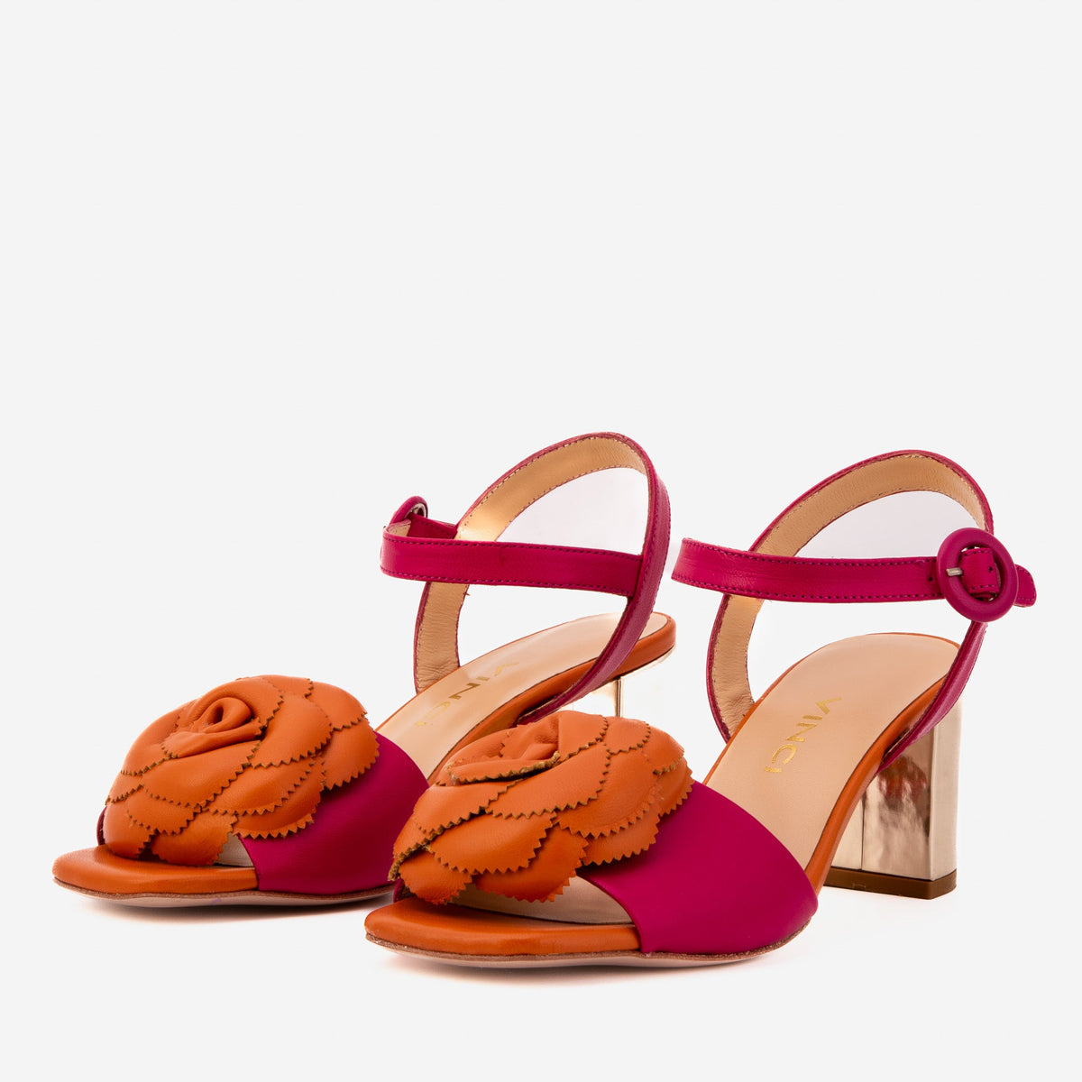 Vinci Leather The Salerno Fuchsia Leather Women Sandal – product view 2