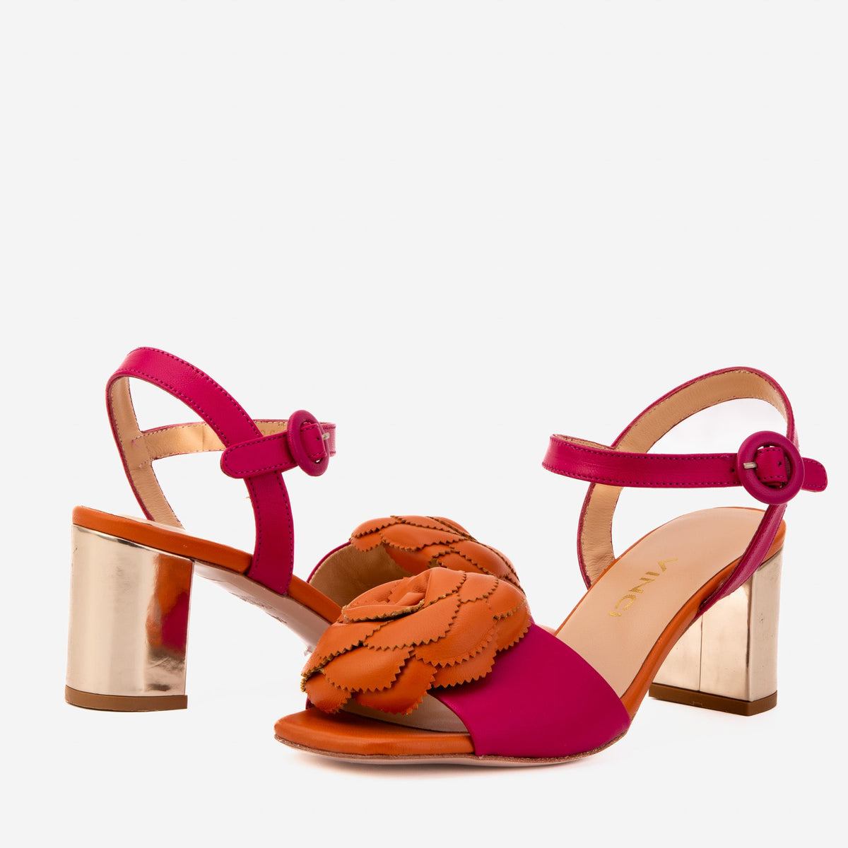 Vinci Leather The Salerno Fuchsia Leather Women Sandal – product view 3