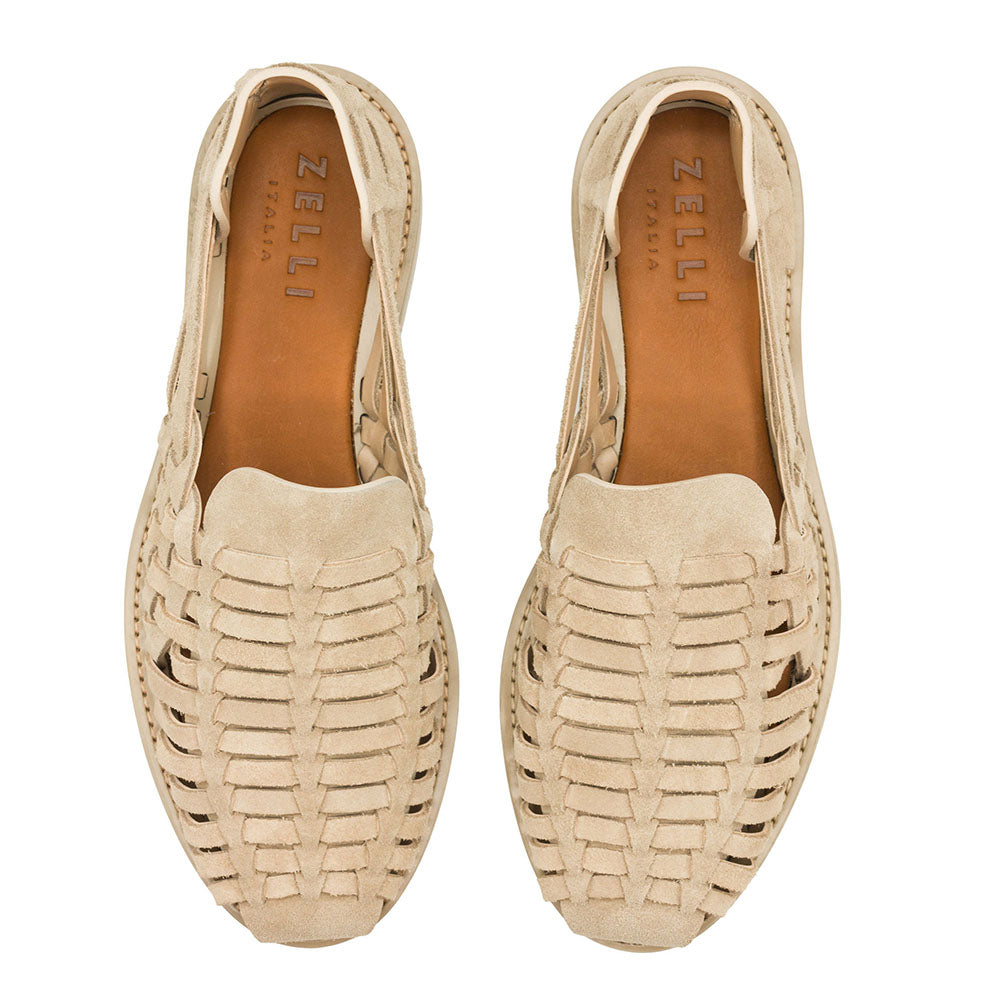 Zelli Italia 06-115-SND SANDALI Woven Leather Slip-On Sandal, Sand Side View