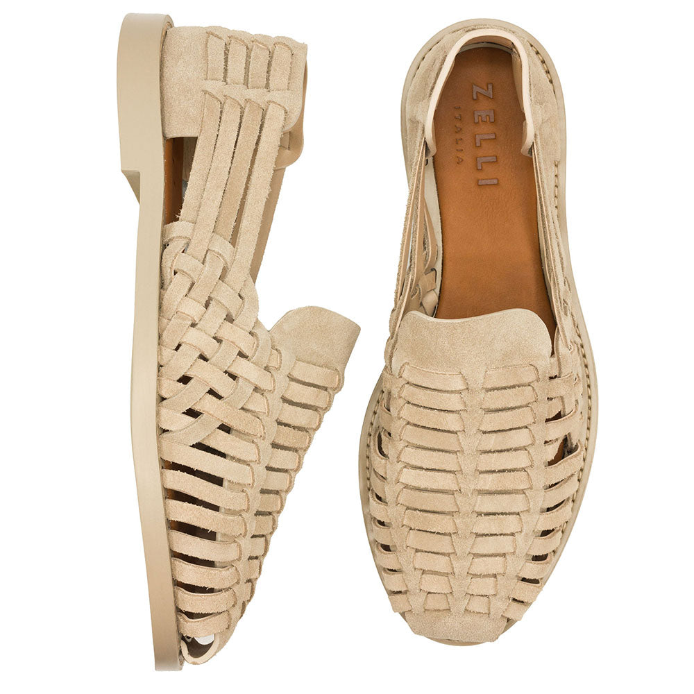 Zelli Italia 06-115-SND SANDALI Woven Leather Slip-On Sandal, Sand Angled View